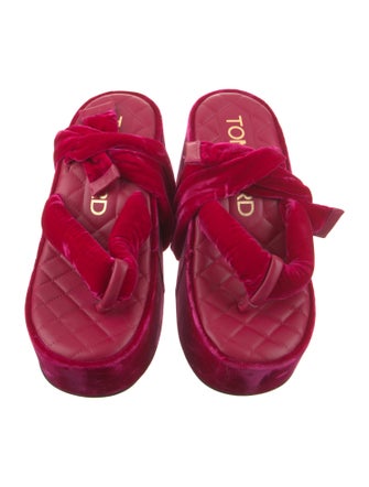 Tom Ford Velvet Leather Trim Embellishment Sandals