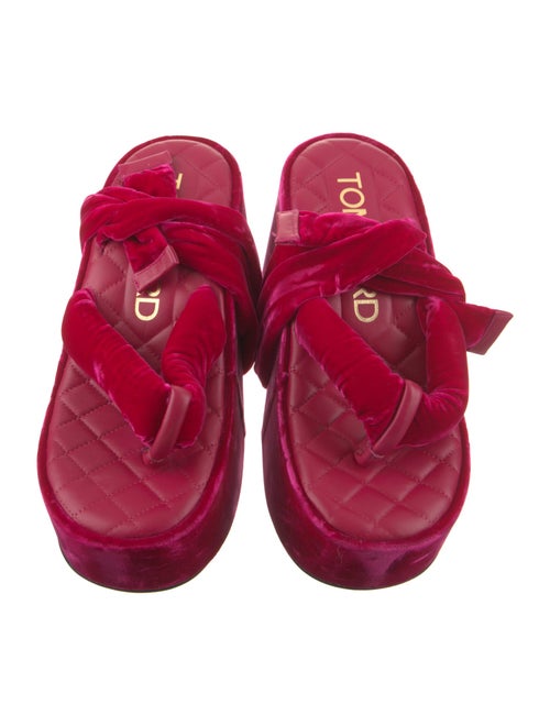 Tom Ford Velvet Leather Trim Embellishment Sandals