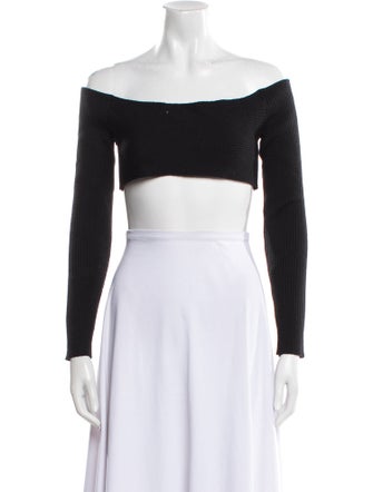 Tom Ford Off-The-Shoulder Long Sleeve Crop Top