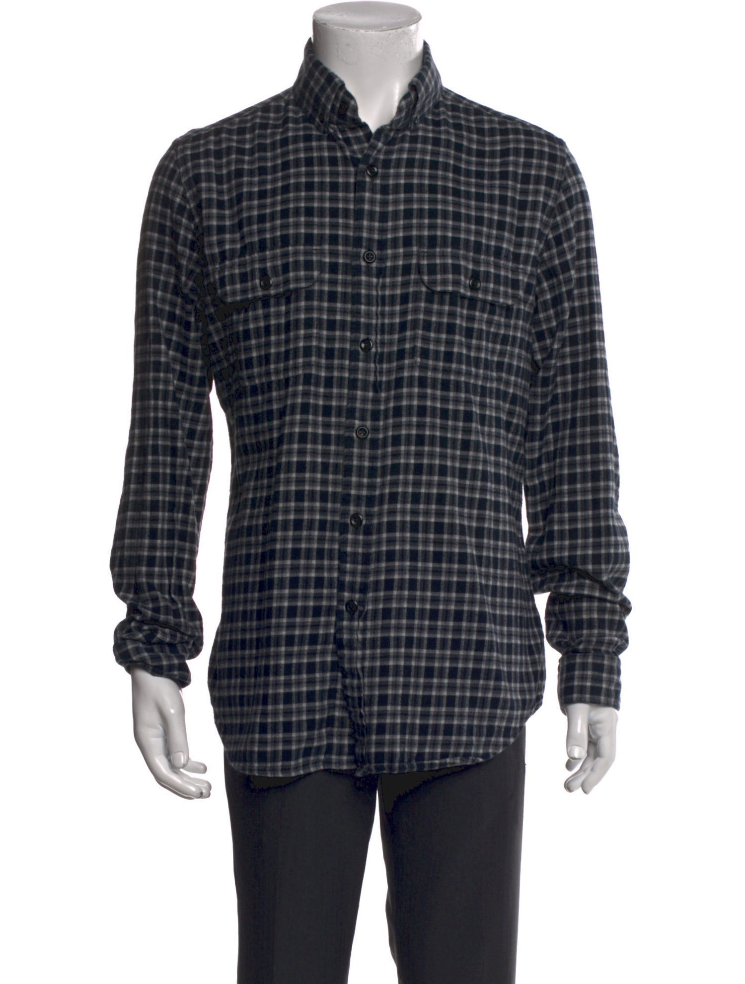 Tom Ford Plaid Print Long Sleeve Shirt