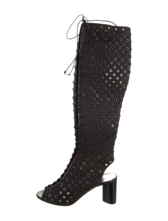 Tom Ford Nylon Leather Trim Embellishment Lace-Up Boots