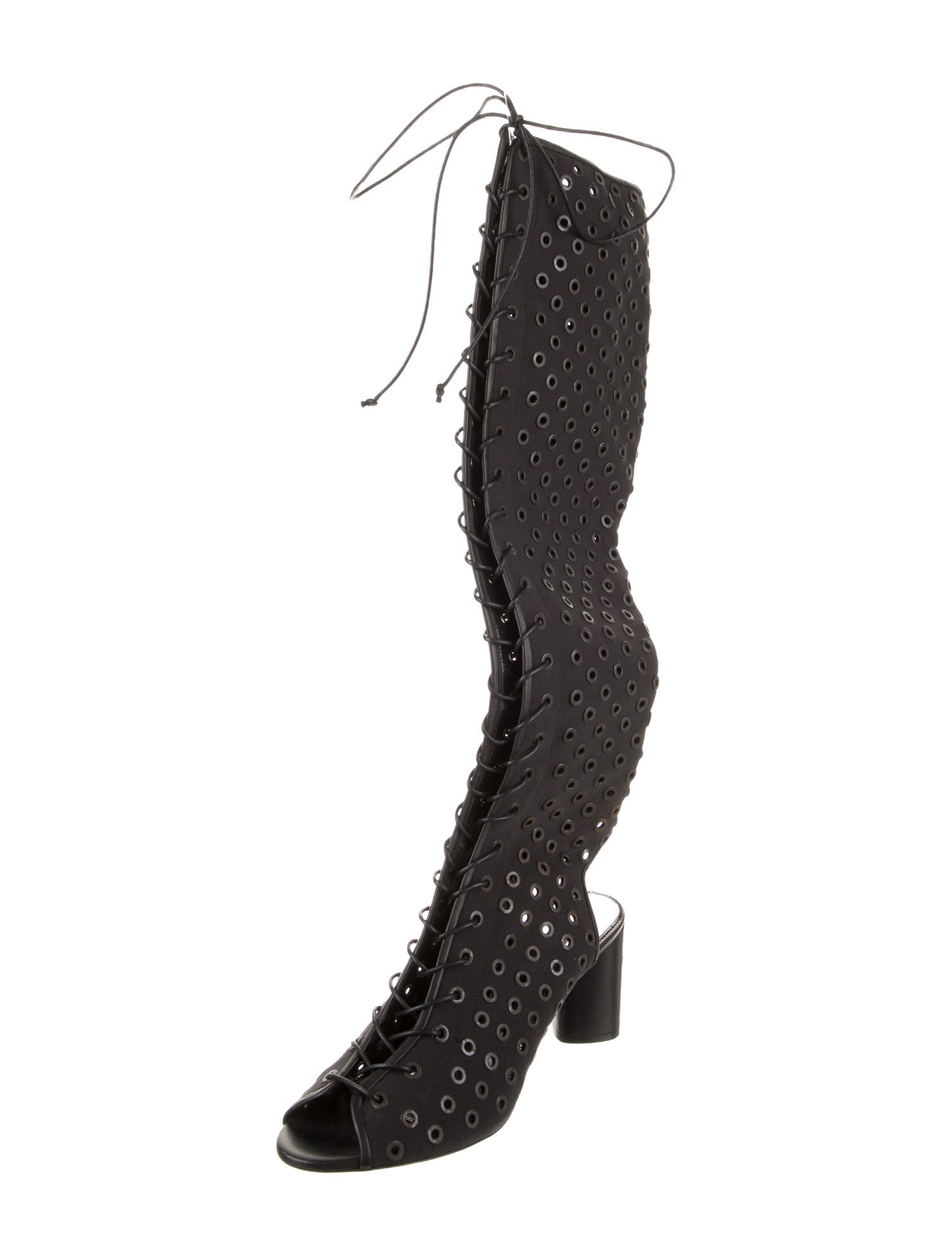 Tom Ford Nylon Leather Trim Embellishment Lace-Up Boots