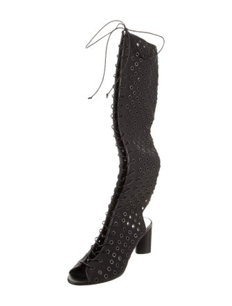 Tom Ford Nylon Leather Trim Embellishment Lace-Up Boots