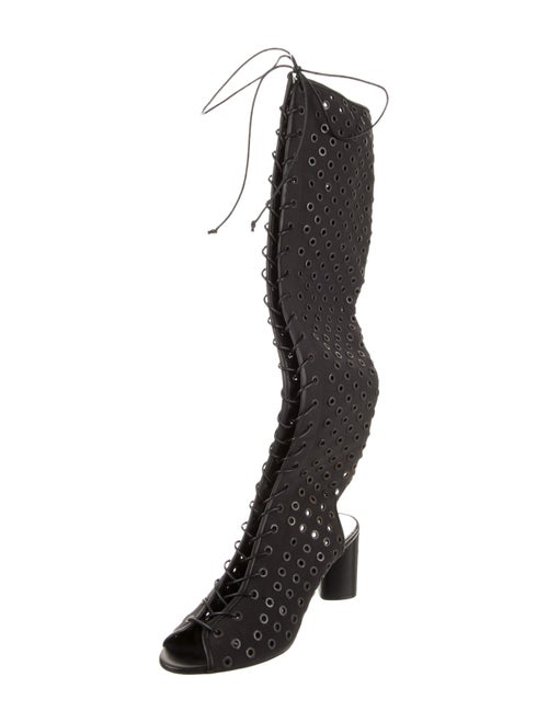 Tom Ford Nylon Leather Trim Embellishment Lace-Up Boots