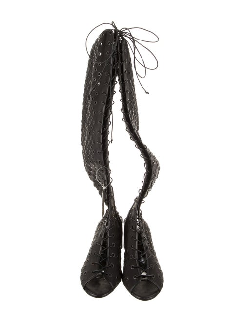 Tom Ford Nylon Leather Trim Embellishment Lace-Up Boots