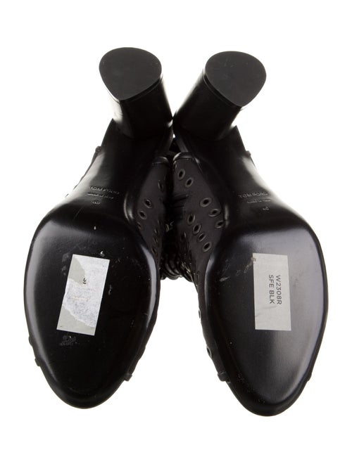 Tom Ford Nylon Leather Trim Embellishment Lace-Up Boots