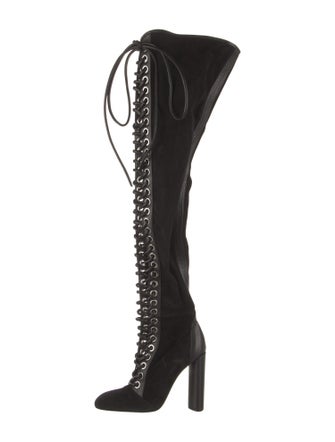 Tom Ford Suede Leather Trim Embellishment Lace-Up Boots