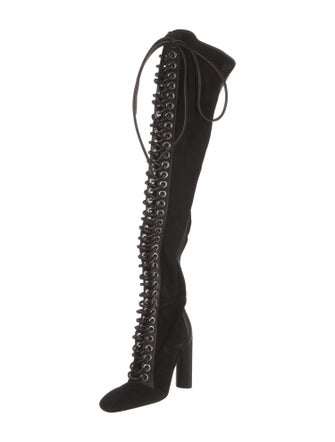 Tom Ford Suede Leather Trim Embellishment Lace-Up Boots