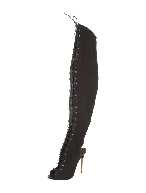 Tom Ford Canvas Leather Trim Embellishment Lace-Up Boots