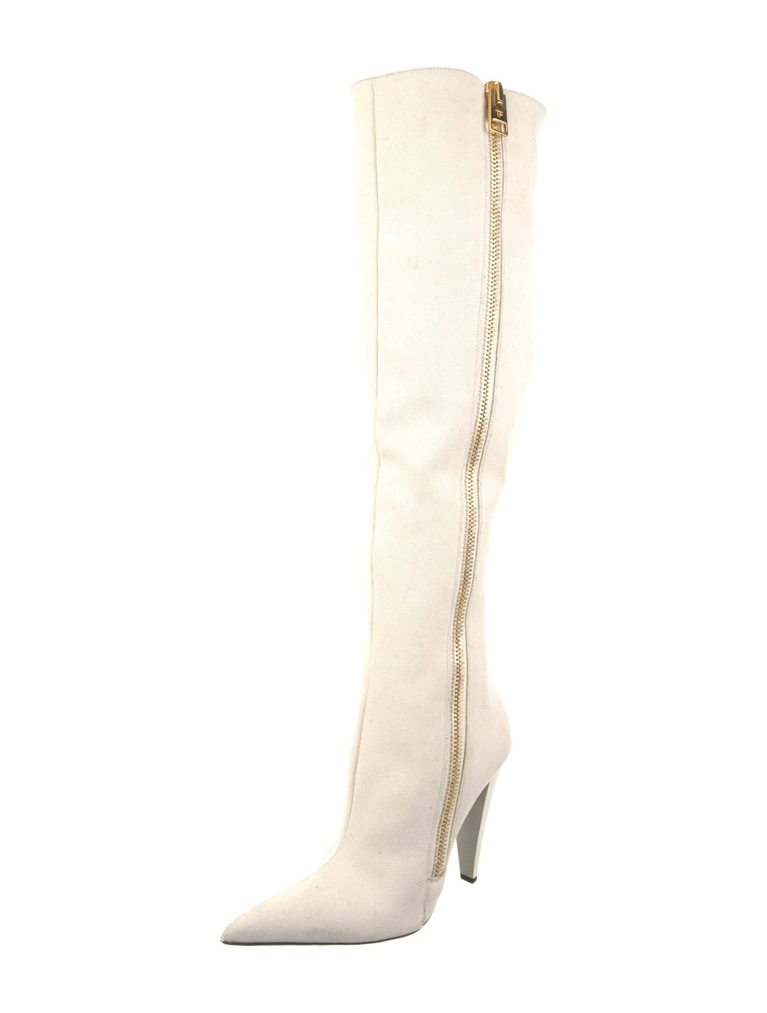 Tom Ford Canvas Leather Trim Embellishment Boots