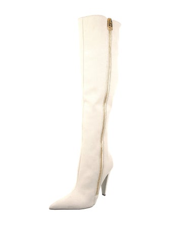 Tom Ford Canvas Leather Trim Embellishment Boots
