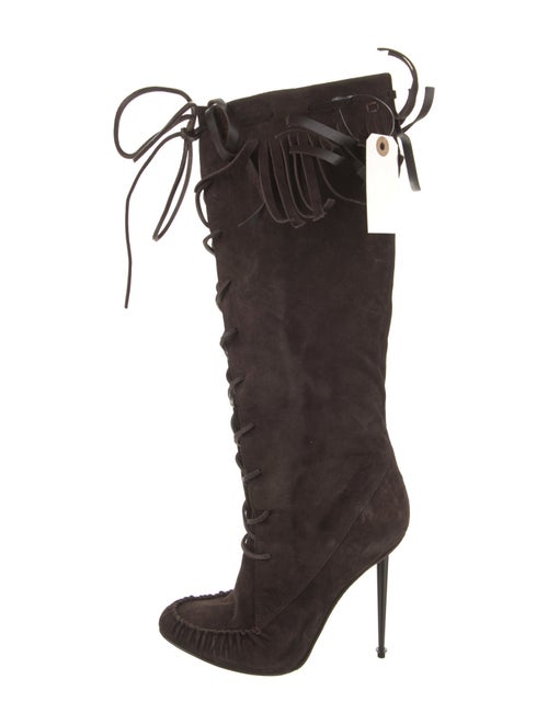 Tom Ford Suede Leather Trim Embellishment Lace-Up Boots