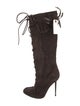 Tom Ford Suede Leather Trim Embellishment Lace-Up Boots