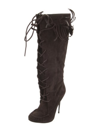 Tom Ford Suede Leather Trim Embellishment Lace-Up Boots