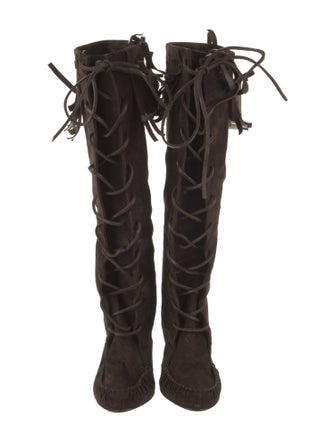 Tom Ford Suede Leather Trim Embellishment Lace-Up Boots