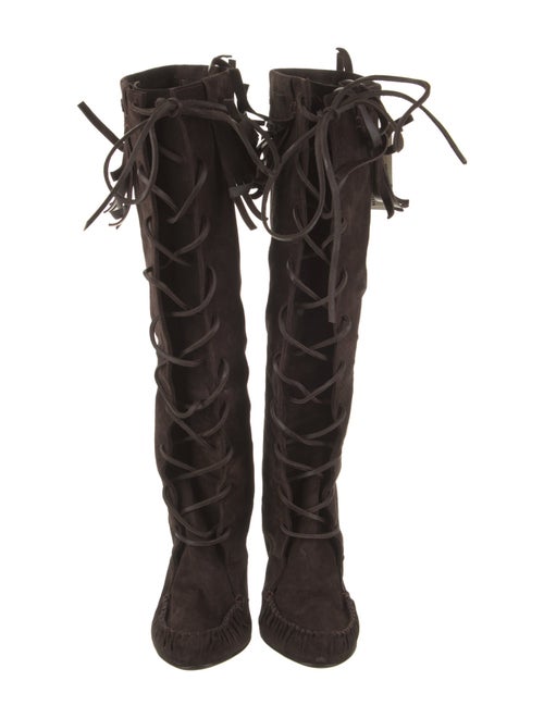Tom Ford Suede Leather Trim Embellishment Lace-Up Boots
