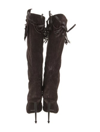 Tom Ford Suede Leather Trim Embellishment Lace-Up Boots