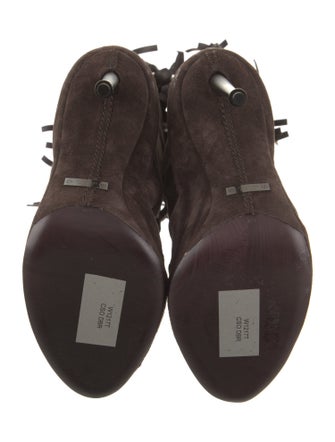 Tom Ford Suede Leather Trim Embellishment Lace-Up Boots