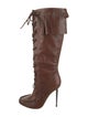 Tom Ford Leather Fringe Trim Accent Lace-Up Boots
