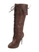 Tom Ford Leather Fringe Trim Accent Lace-Up Boots