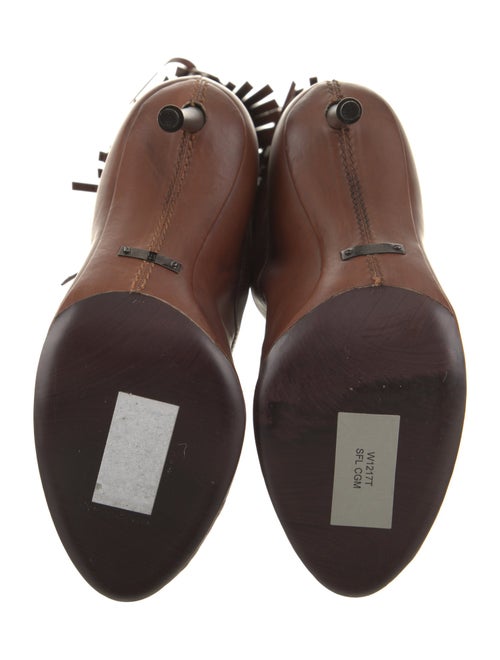 Tom Ford Leather Fringe Trim Accent Lace-Up Boots