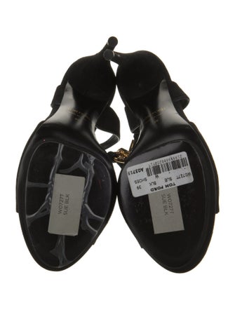 Tom Ford Suede Leather Trim Embellishment T-Strap Sandals