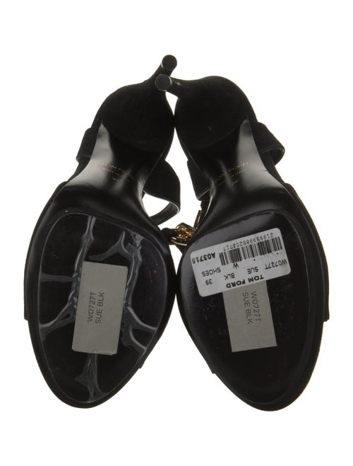 Tom Ford Suede Leather Trim Embellishment T-Strap Sandals