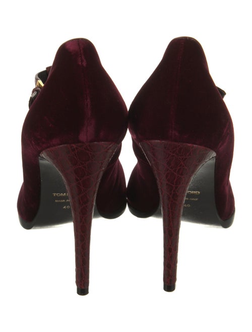 Tom Ford Velvet Leather Trim Embellishment T-Strap Pumps