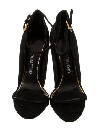 Tom Ford Suede Leather Trim Embellishment Sandals
