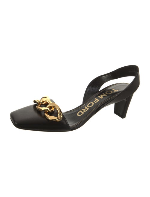 Tom Ford Leather Chain-Link Accents Slingback Pumps