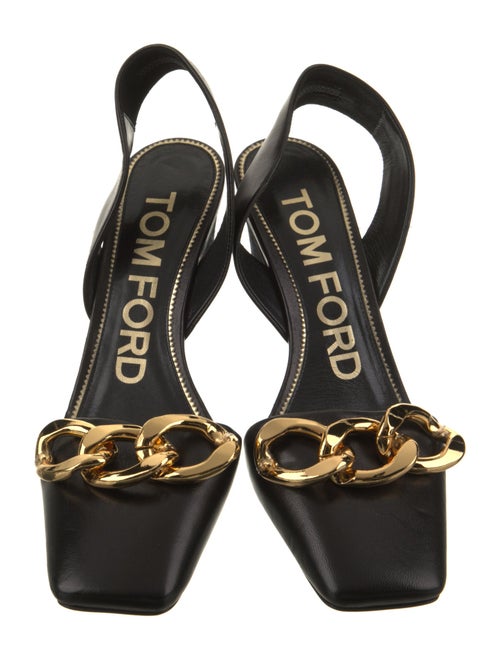 Tom Ford Leather Chain-Link Accents Slingback Pumps