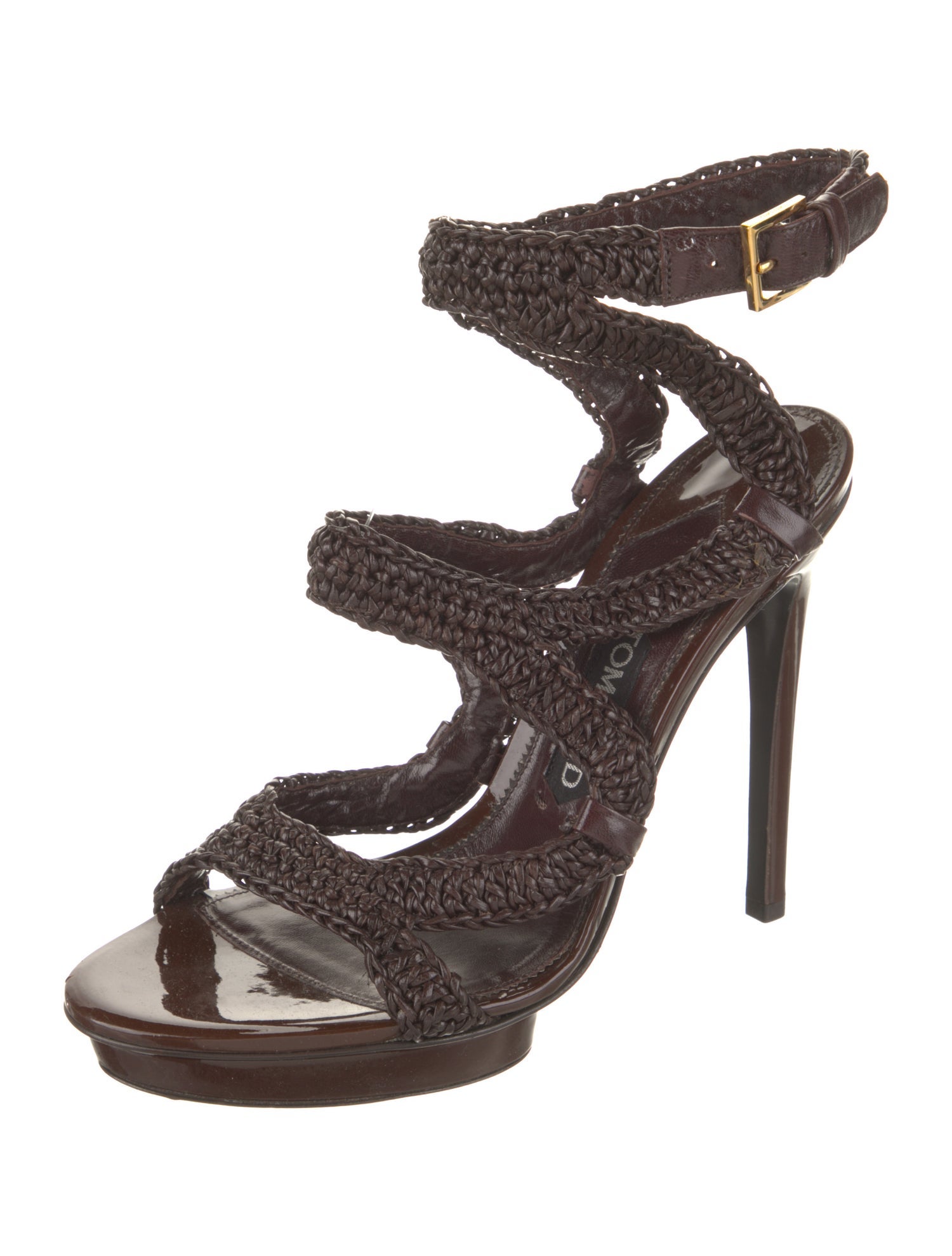 Tom Ford Patent Leather Braided Accents Sandals