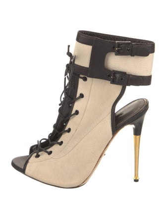 Tom Ford Canvas Animal Print Lace-Up Boots