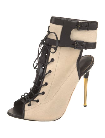 Tom Ford Canvas Animal Print Lace-Up Boots