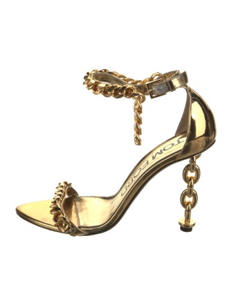Tom Ford Patent Leather Chain-Link Accents Sandals