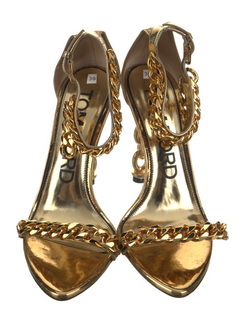 Tom Ford Patent Leather Chain-Link Accents Sandals