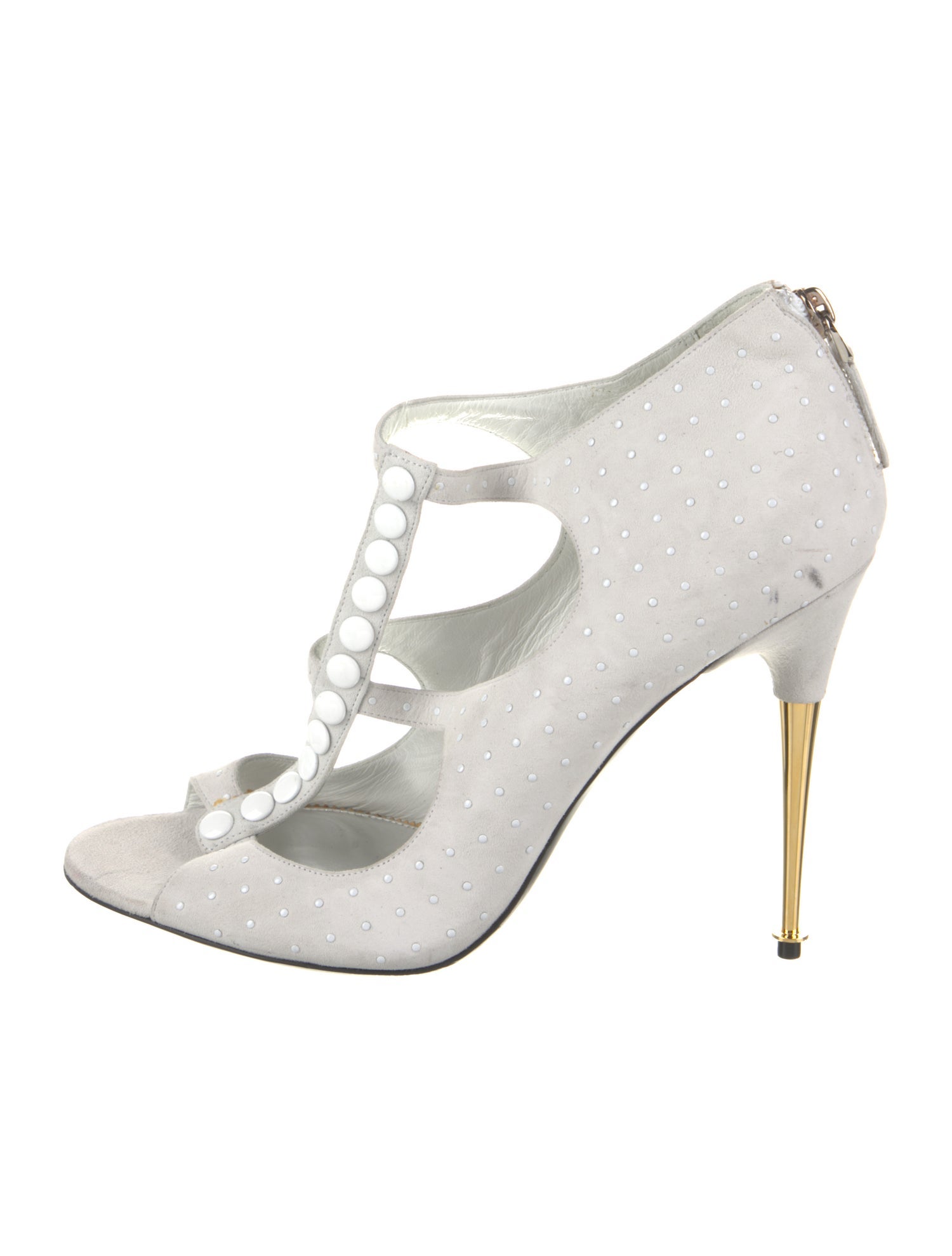 Tom Ford Suede Studded Accents T-Strap Sandals