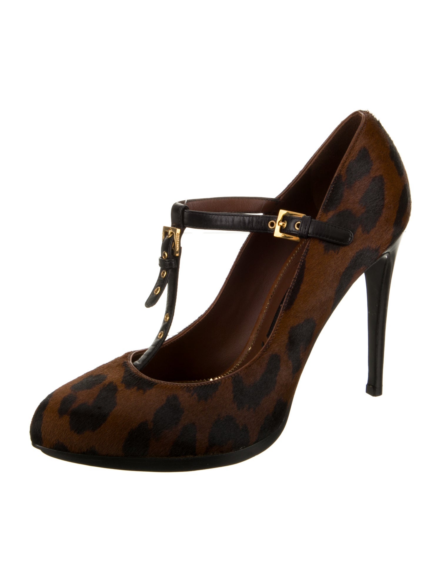 Tom Ford Ponyhair Animal Print T-Strap Pumps