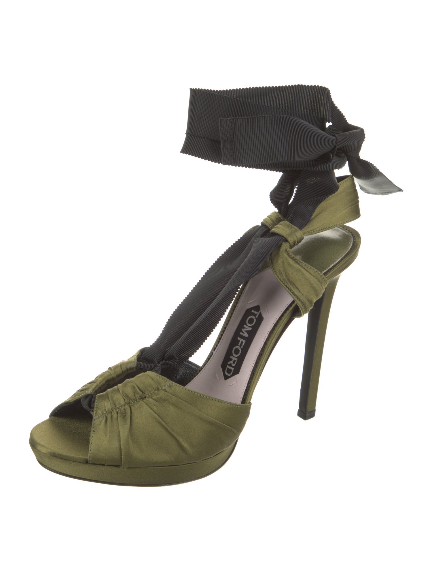 Tom Ford Satin Leather Trim Embellishment Sandals