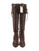 Tom Ford Leather Fringe Trim Accent Lace-Up Boots