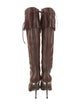 Tom Ford Leather Fringe Trim Accent Lace-Up Boots