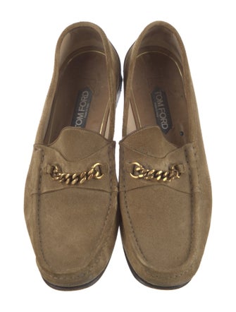 Tom Ford Suede Chain-Link Accents Loafers