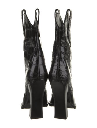 Tom Ford Leather Animal Print Western Boots