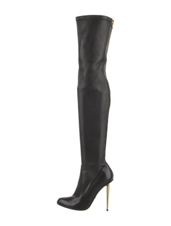 Tom Ford Leather Fringe Trim Accent Sock Boots