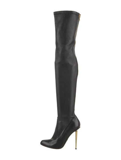 Tom Ford Leather Fringe Trim Accent Sock Boots