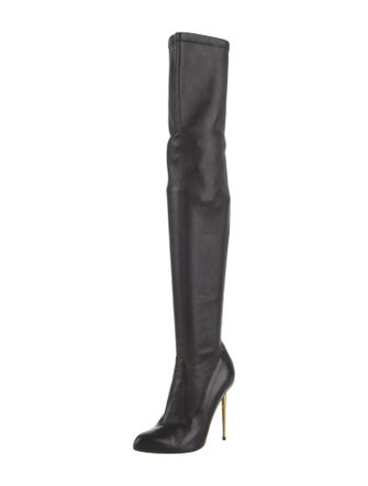 Tom Ford Leather Fringe Trim Accent Sock Boots
