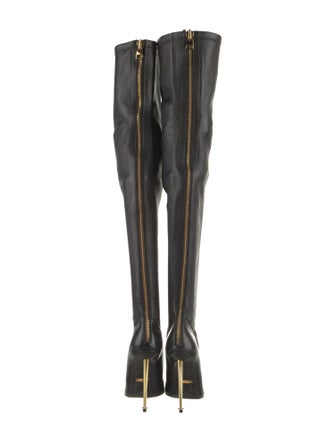 Tom Ford Leather Fringe Trim Accent Sock Boots