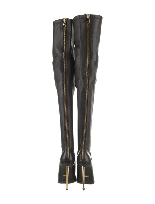 Tom Ford Leather Fringe Trim Accent Sock Boots