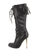 Tom Ford Leather Fringe Trim Accent Lace-Up Boots