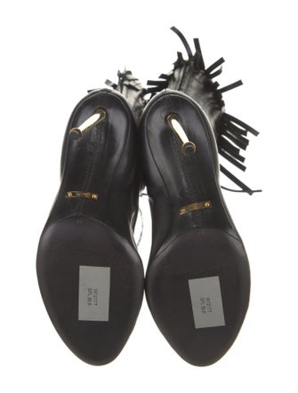 Tom Ford Leather Fringe Trim Accent Lace-Up Boots